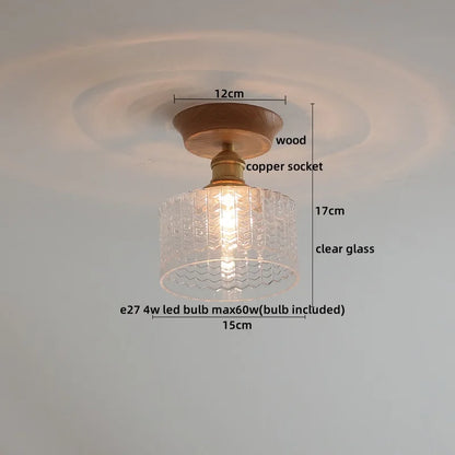 DecorBites™ Glass Wood LED Ceiling Light Modern Ceiling Lamp