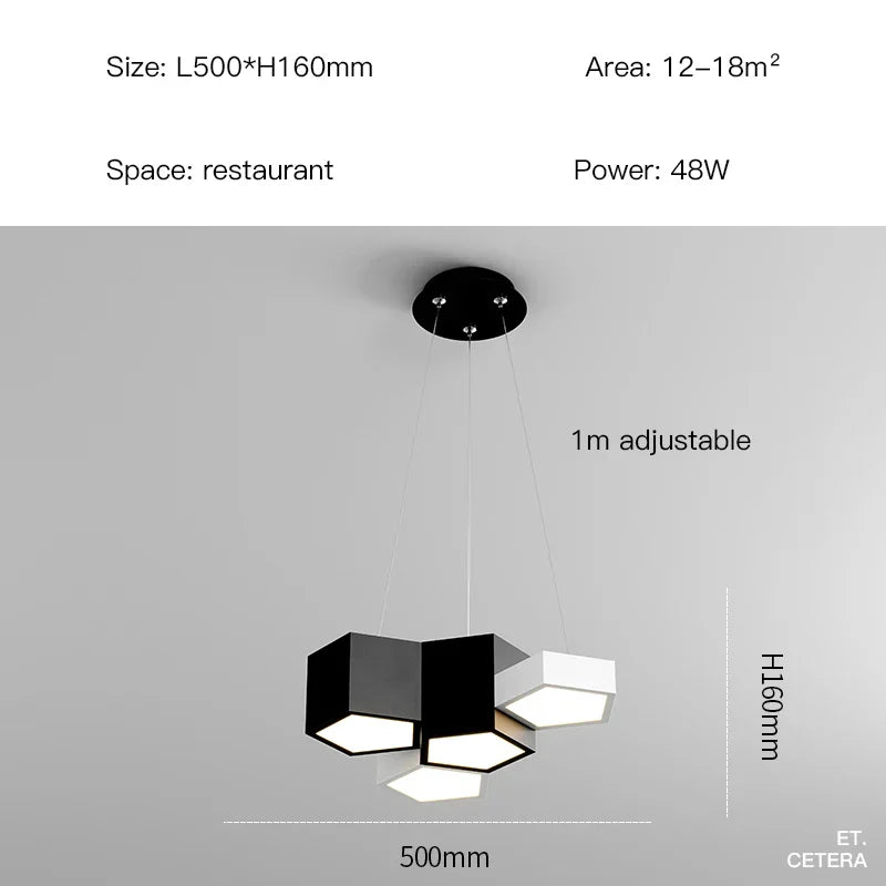 ثريا السقف LED Diamond Black White من DecorBites™ للمنزل والمكتب العصري