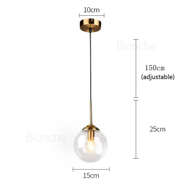 Lámpara de techo colgante de bola de cristal DecorBites™: Iluminación moderna de arte nórdico para comedor y loft