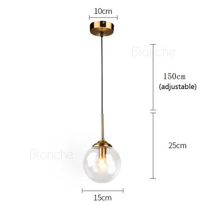 Lámpara de techo colgante de bola de cristal DecorBites™: Iluminación moderna de arte nórdico para comedor y loft