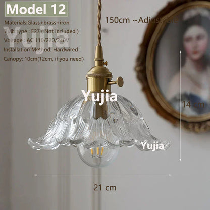 Vintage Green Glass Pendant Light With Brass Details