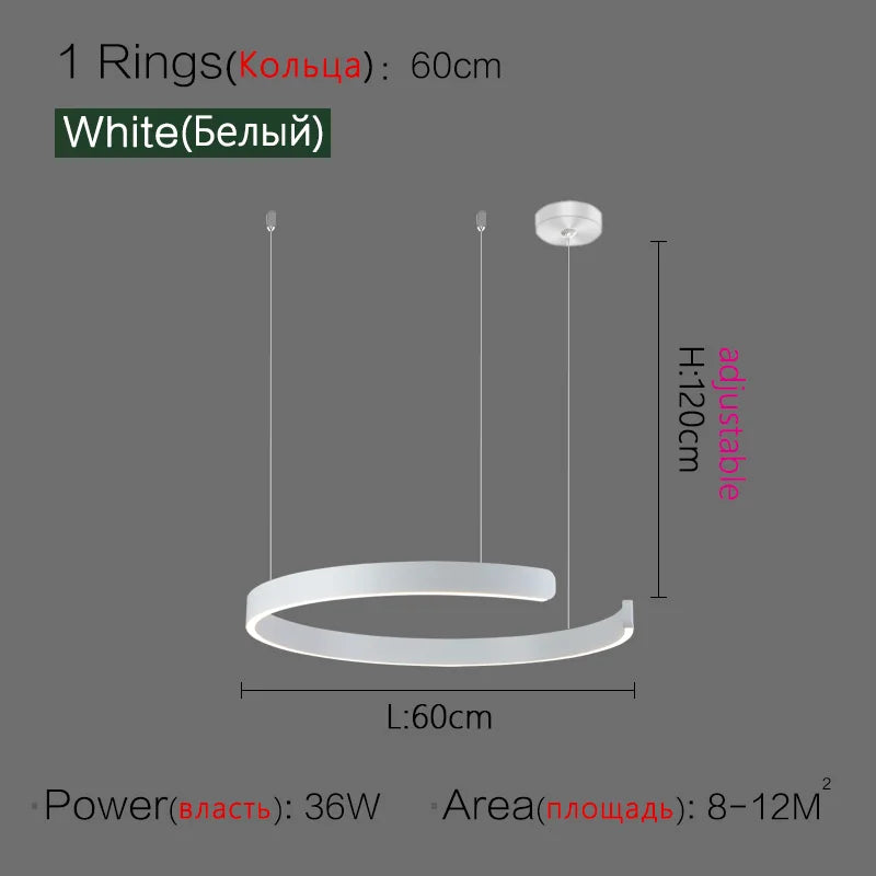 DecorBites™ LED Ring Chandelier for Home Decor - Modern Nordic Style Lighting