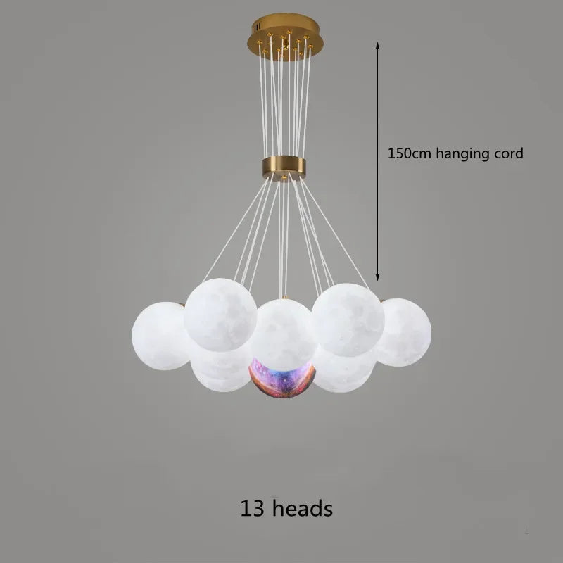 DecorBites™ LED Lunar Ball Chandeliers for Living Bedroom Home Decor Lighting