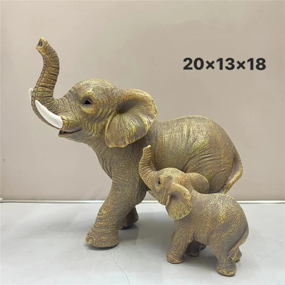 DecorBites™ Elephant Family Figurine Resin Calf Kids Miniature Ornament Decoration