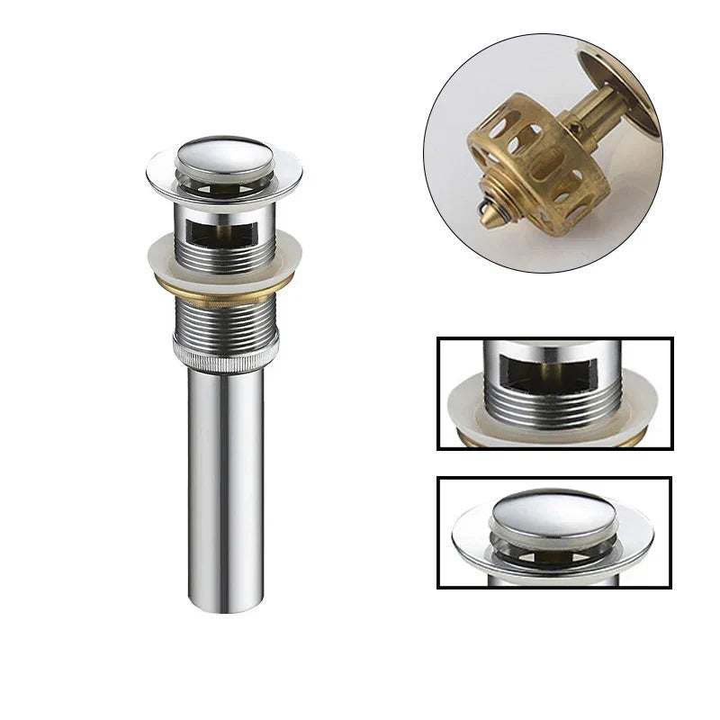 DecorBites™ Gold Large Round Bathroom Pop-up Drain for Copper Washbasin Sink