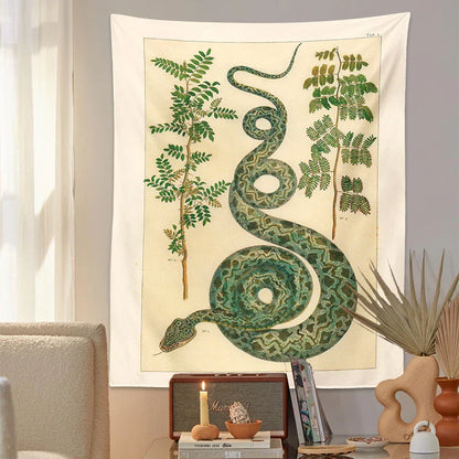 Decobites Celestial Snake Tapestry Wall Hanging - Hippie Botanical Dorm Decor