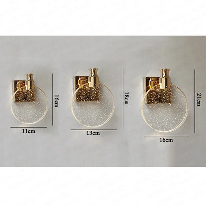 DecorBites™ Gold LED Crystal Wall Sconce for Modern Bedroom Bathroom Living Room Lighting