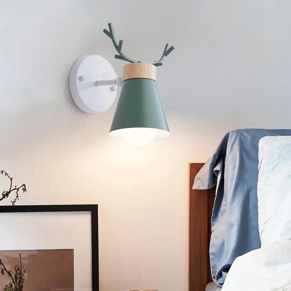 Wooden Antlers Wall Lamp