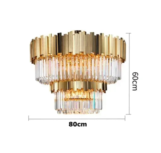DecorBites™ Golden Crystal Ceiling Light for Modern Living Room and Dining Room