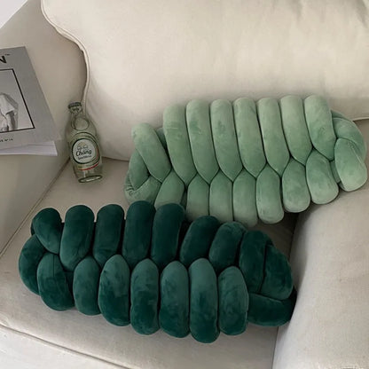 DecorBites™ Knot Plush Christmas Green Throw Pillow for Aesthetic Home Decor