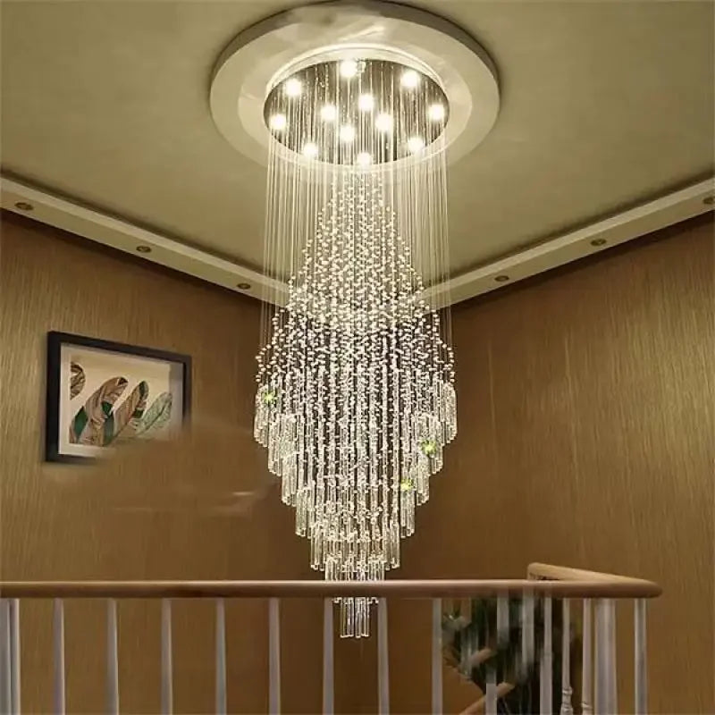 DecorBites™ Crystal Chandelier for Staircase & Living Room - Modern LED Lighting Solution