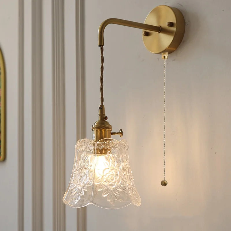 DecorBites™ Glass Clear LED Wall Light Fixture, Modern Copper Wall Lamp