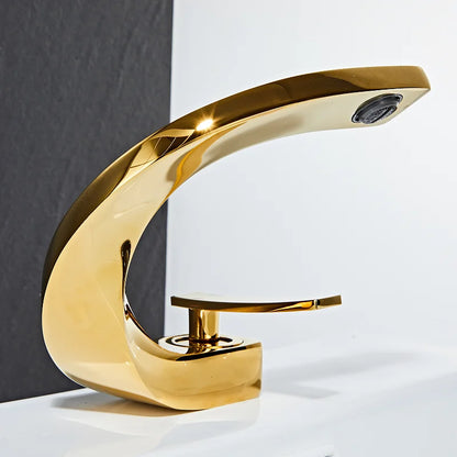 DecorBites™ Gold Bathroom Faucet | Deck Mounted Sink Tap | Hot and Cold Basin Mixer