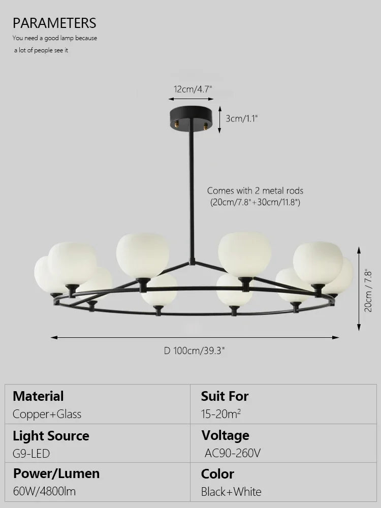 ثريا ديكوربايتس™ النحاسية والزجاجية: إضاءة أنيقة معلقة لغرفة المعيشة، وغرفة النوم، وغرفة الطعام