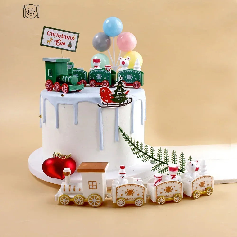 Plastic Christmas Train 2023 Christmas Decorations for Home Xmas Navidad Noel Gifts Christmas Ornament New Year 2023