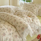 Decobites Floral Lace Ruffle Cotton Bedding Set with Quilt Cover, Duvet Cover, and Pillowcases