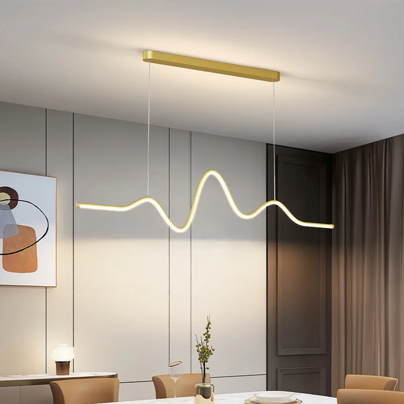 Lámpara de techo de aluminio LED Decorbites™ moderna de onda lineal para isla de cocina