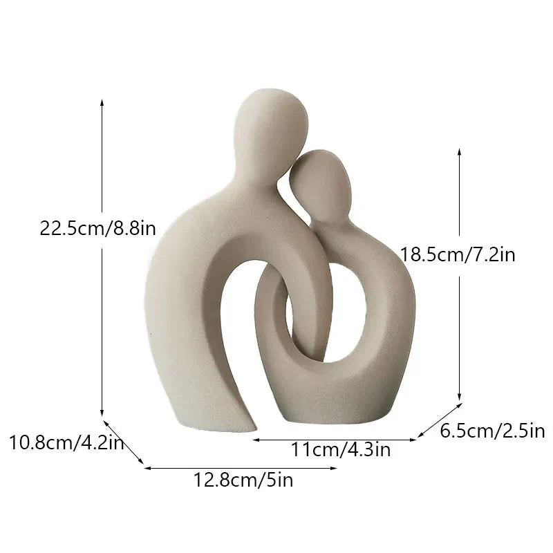 ديكور بايتس™ - تمثال حب الزوجين، تمثال سيراميك تجريدي حديث، ديكور منزلي