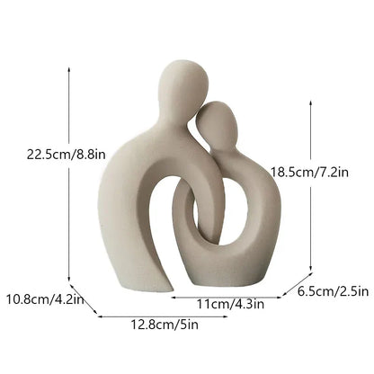 ديكور بايتس™ - تمثال حب الزوجين، تمثال سيراميك تجريدي حديث، ديكور منزلي