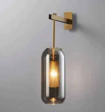 Lámpara de pared de vidrio dorado Decorbites™: Aplique industrial E14 post-moderno para la decoración del hogar