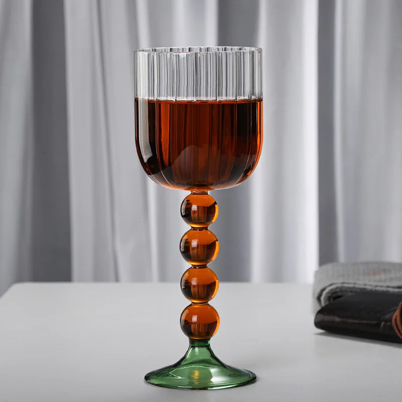 DecorBites™ Deluxe 12oz Colored Wine Glass Twister Stem Cup - Heat Resistant Retro Design