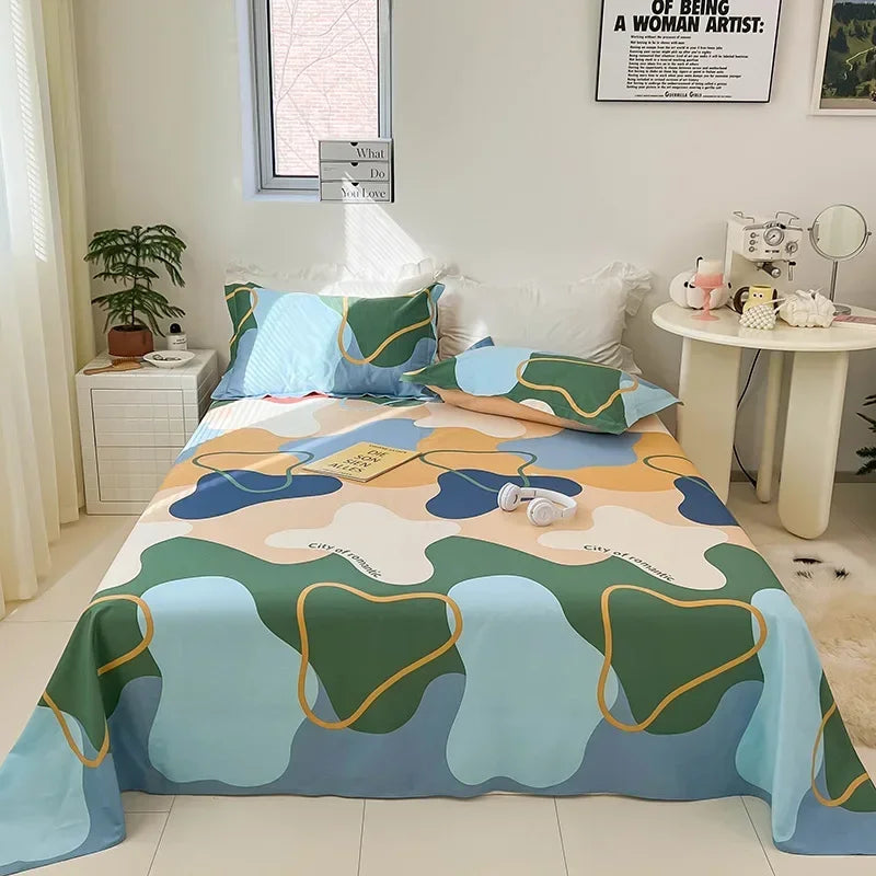 Decobites Tropical Plants Print Cotton Double Bed Sheet for Soft & Comfortable Sleep