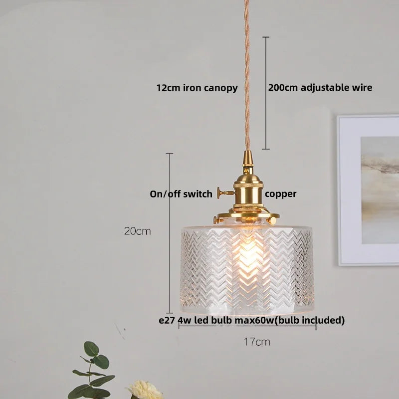 Green Glass Pendant Light Nordic Iron Frame