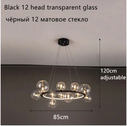Lámpara de araña LED con bola de cristal DecorBites™: Estilo nórdico moderno para salón, comedor, cocina y estudio