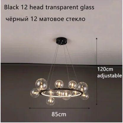 Lámpara de araña LED con bola de cristal DecorBites™: Estilo nórdico moderno para salón, comedor, cocina y estudio