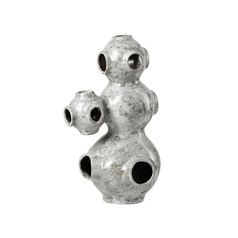 ديكوربايتس™ - تمثال خزفي على شكل أنبوب مجوف تجريدي على شكل كوكب - إكسسوار ديكور منزلي