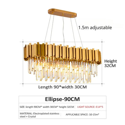 DecorBites™ Golden Crystal Chandelier LED Ceiling Light for Living Room & Lobby