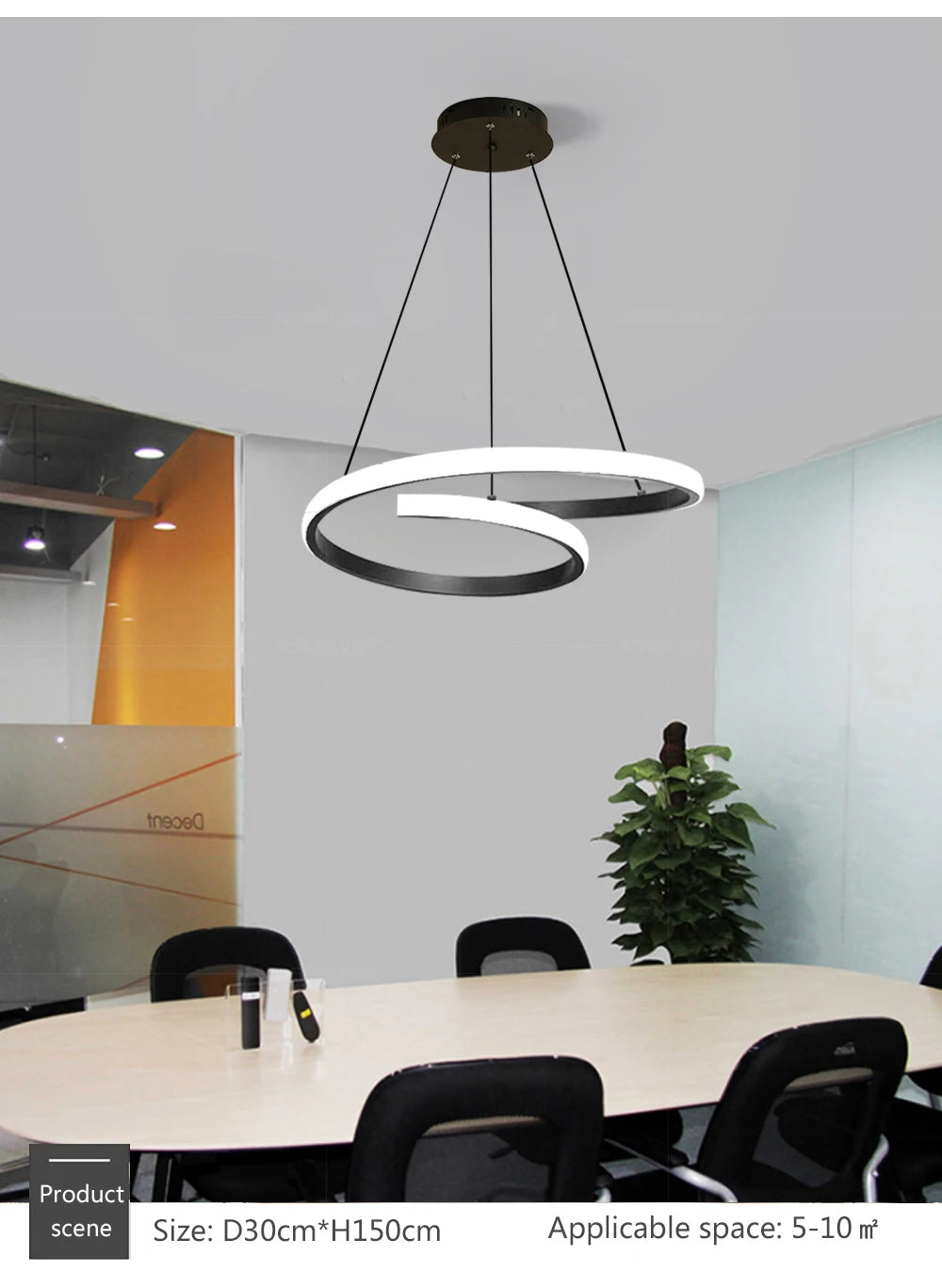 Lámpara Colgante LED Nórdica Diseño Minimalista de Doble Anillo Colores Negro y Blanco Luz Principal para Sala de Estar Dormitorio Comedor Villa