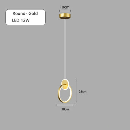 ثريا DecorBites™‎ دائرية من الذهب الأسود مع مصباح معلق بجانب السرير، كابل طويل 12 وات