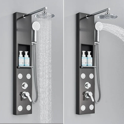 DecorBites™ Rainfall Shower Panel with Storage Rack and Massage Jets