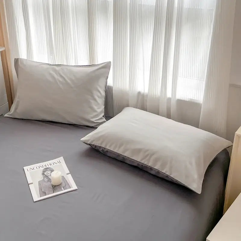 DecorBites™ Solid Color Brush Fabric Bedding Set - 4 Pieces