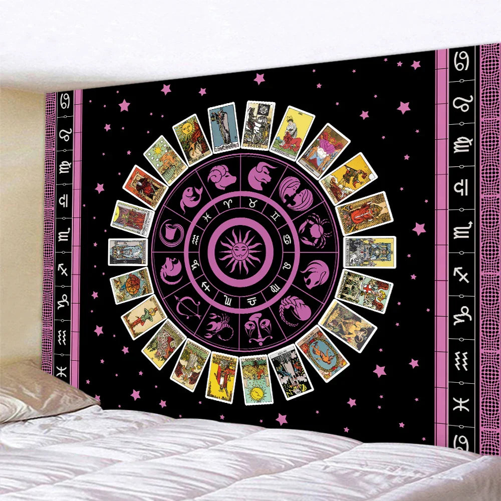 Decobites Mystic Symbol Mandala Tapestry for Bohemian Tarot Room Wall Decor