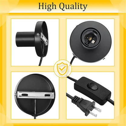 DecorBites™ Black Metal Lamp Base with Switch & Plug for E26 E27 Bulbs