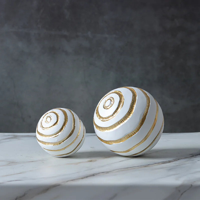 DecorBites™ Golden Texture Ball Geometric Sculpture - Abstract Desk Decoration