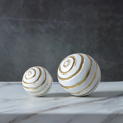 DecorBites™ Golden Texture Ball Geometric Sculpture - Abstract Desk Decoration