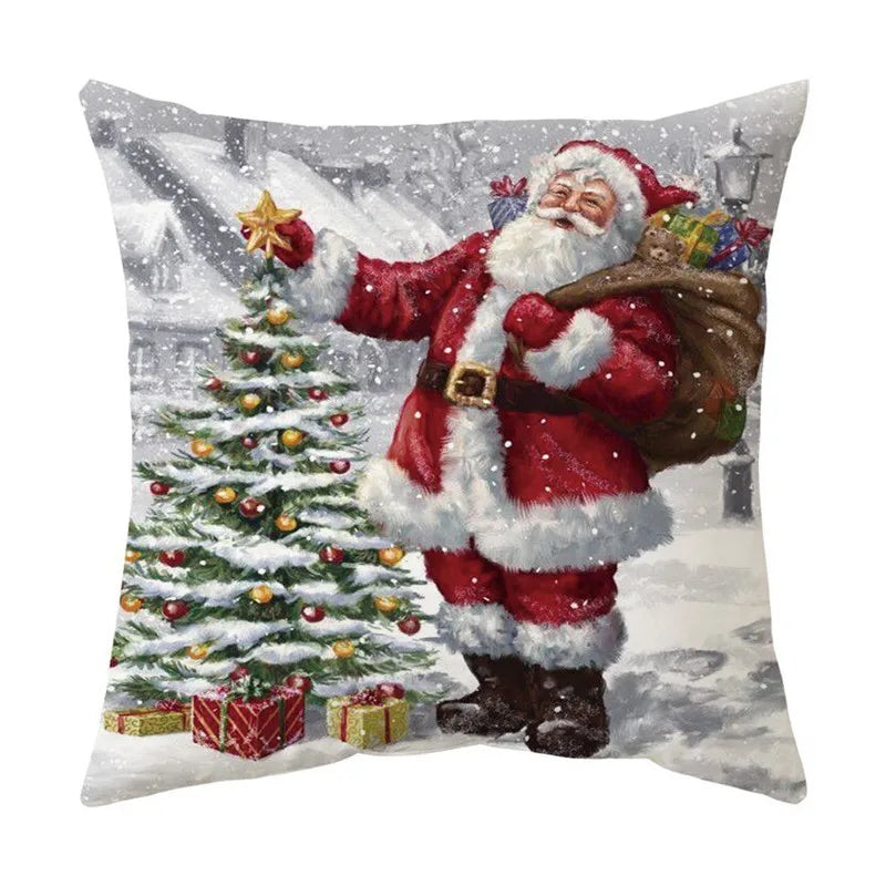 DecorBites™ Christmas Cushion Cover Set - Festive Xmas Decor for Living Room Sofa