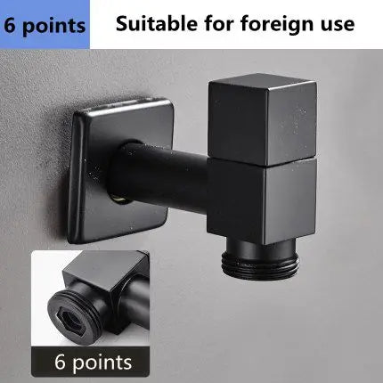 صنبور غسالة ملابس أسود مثبت على الحائط من DecorBites™ - صنبور مياه للحديقة والحمام الخارجي