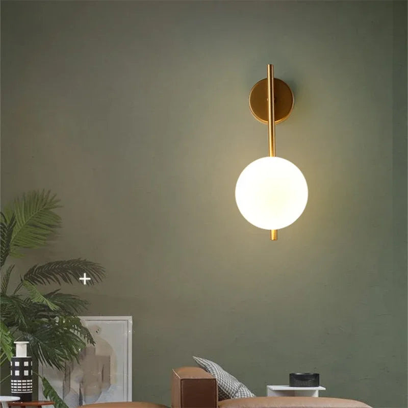 Gold Glass Wall Sconce American Style Corridor