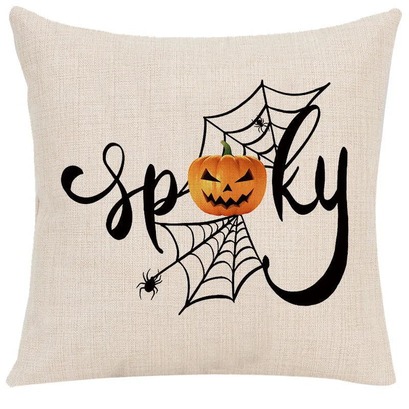Funda de cojín de lino Decorbites™ de Halloween para la decoración del salón y el sofá - Truco o trato