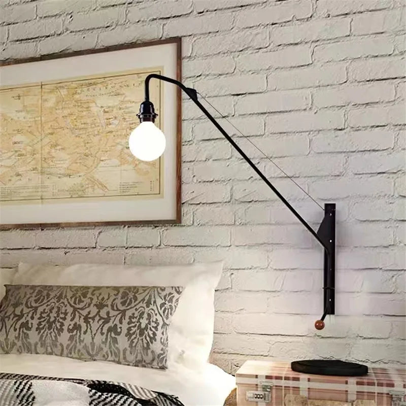 Black Industrial Wall Lamp Swing Arm Loft Style