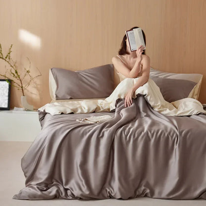 DecorBites™ 60S Rayon Silk Bedding Set | Solid Color | Summer Cooling | Twin-King