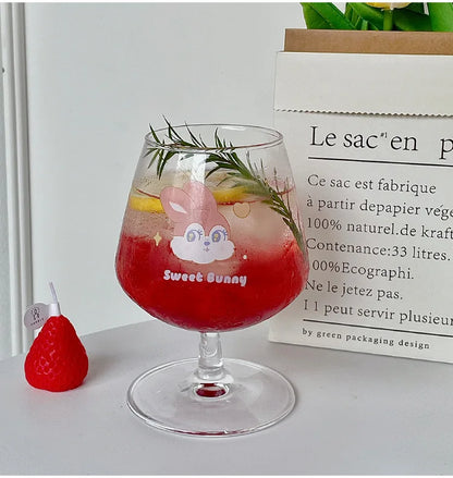 كأس زجاجي على شكل أرنب كاواي من ديكوربايتس™: كوب عصير لطيف للفتيات