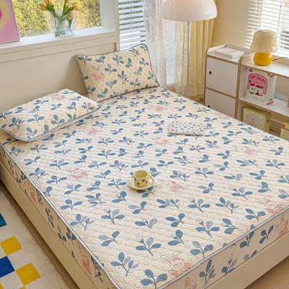 طقم ملاءات DecorBites™ المصنوعة من الحرير البارد من اللاتكس مع أكياس وسائد، حرير ثلجي صيفي، سرير فردي مزدوج