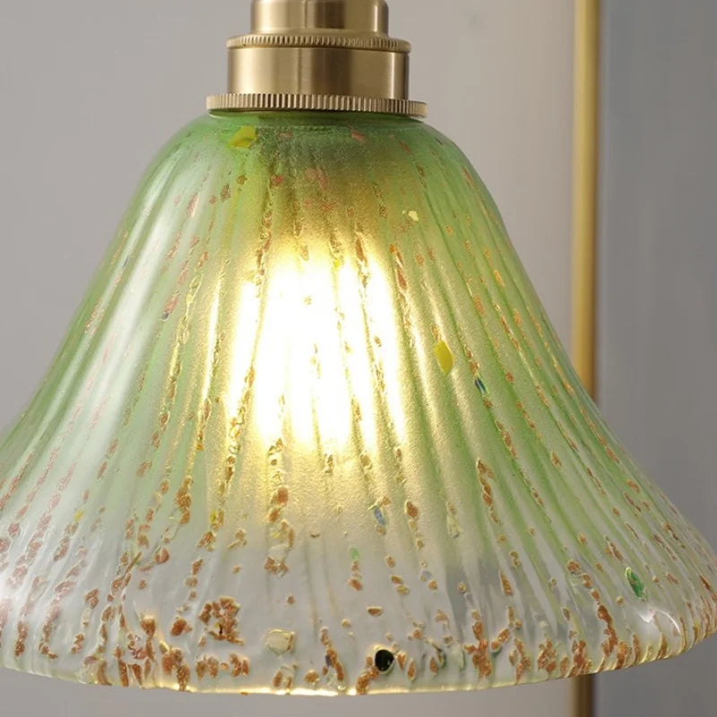 Lámpara colgante DecorBites™ LED de madera de nogal y cristal verde - Estilo nórdico moderno