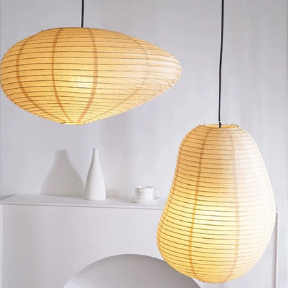 DecorBites™ Japanese Rice Paper Pendant LED Lamp for Cozy Living and Dining Spaces