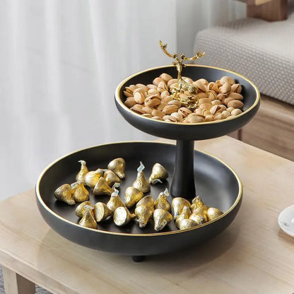 Bandeja de mesa de centro de doble capa DecorBites™: elegante caja de almacenamiento para cosméticos, llaves y decoración.